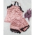 Piżama z satyny jedwabnej S/M- pudrowy róż- koronka typ zapinany